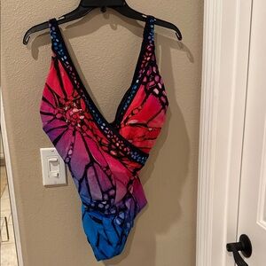 Gottex Red and Blue Butterfly Swimsuit